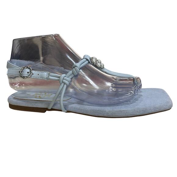 Sam and Libby light blue thongs full leather uppers text outfit bed size 8.5 - Picture 5 of 12